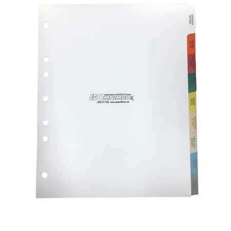 Omnimed Medical Chart Divider Set, 9 Tab, Preprinted Poly, Side Open, PK10 220900